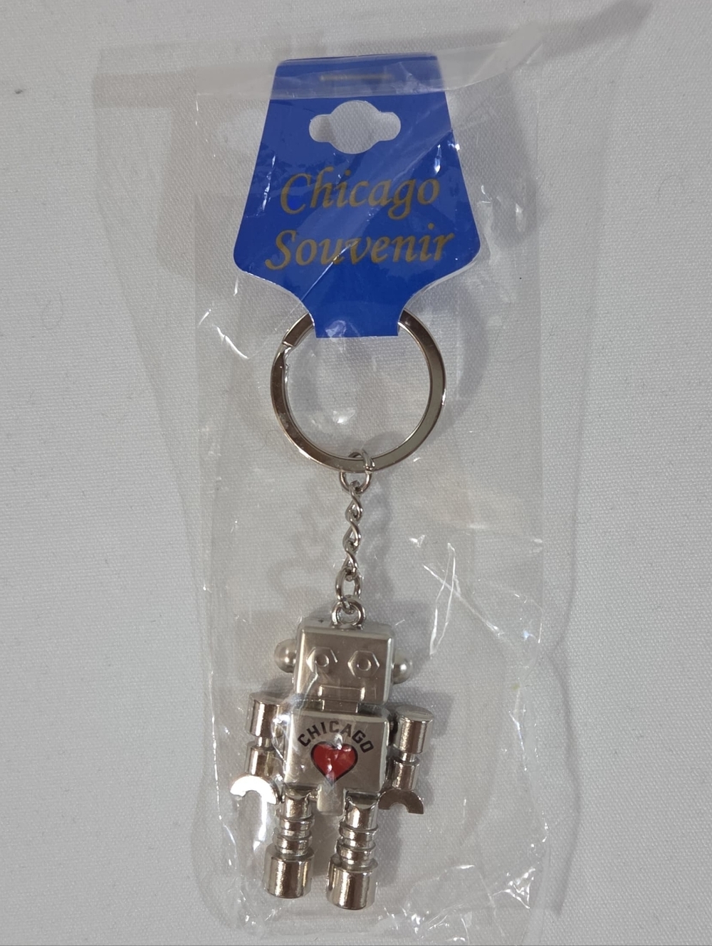 metal chicago robot keychain
